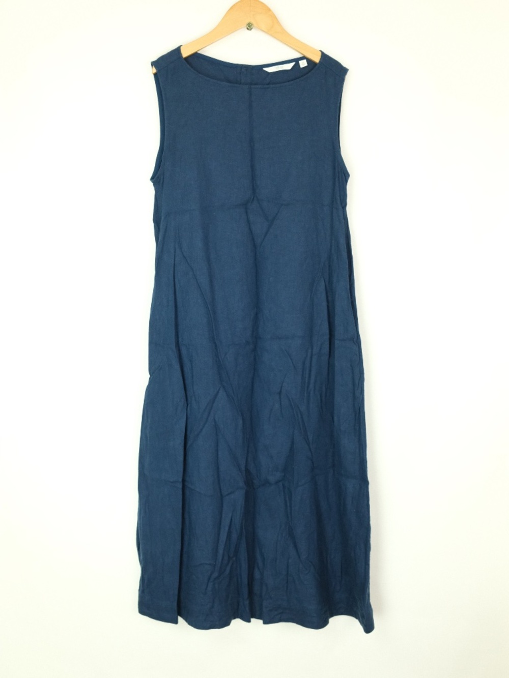 Sleeveless Navy Linen Summer Dress